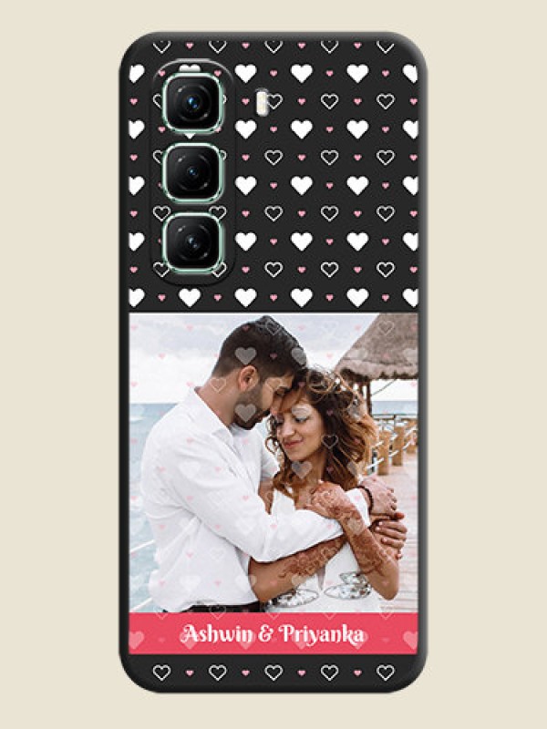 Custom White Color Love Symbols with Text Design on Photo On Space Black Custom Soft Matte Mobile Back Cover - Infinix Hot 50 5G