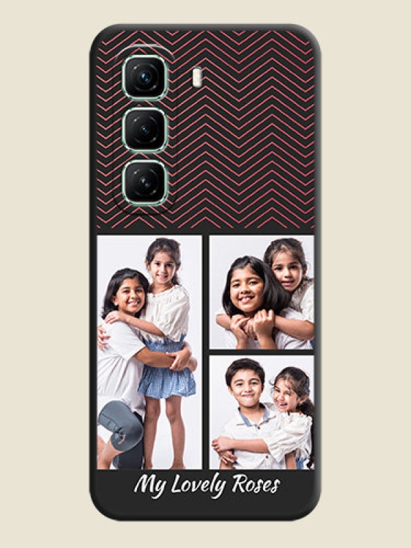 Custom Wave Pattern with 3 Image Holder On Space Black Custom Soft Matte Mobile Back Cover - Infinix Hot 50 5G