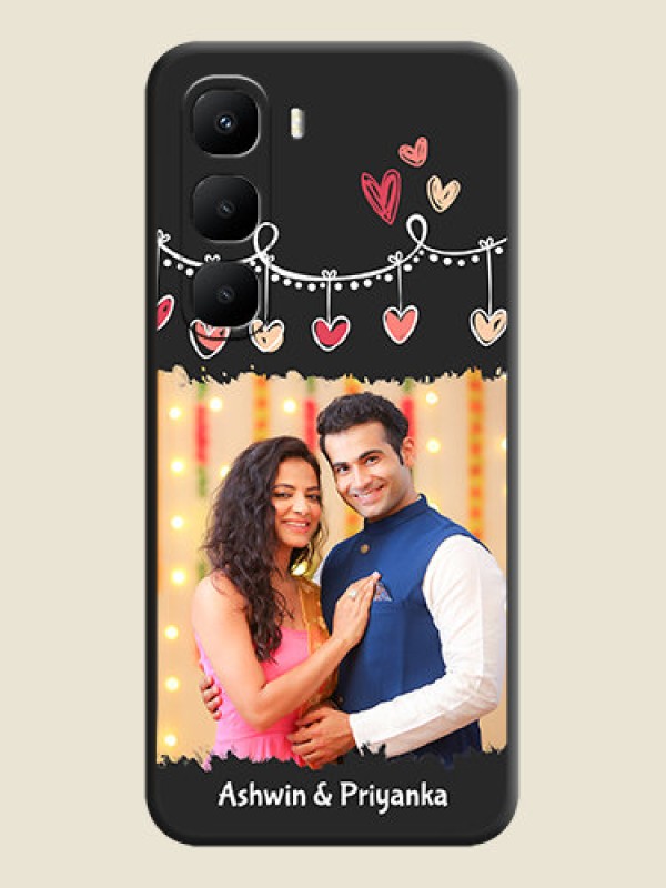 Custom Pink Love Hangings with Name On Space Black Custom Soft Matte Mobile Back Cover - Infinix Hot 60 5G
