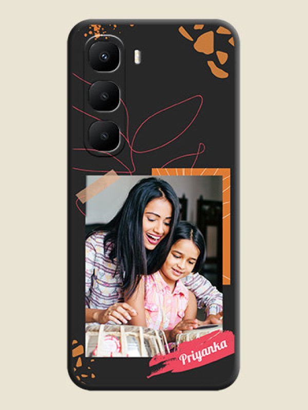 Custom Orange Photo Frame On Space Black Custom Soft Matte Mobile Back Cover - Infinix Hot 60 5G