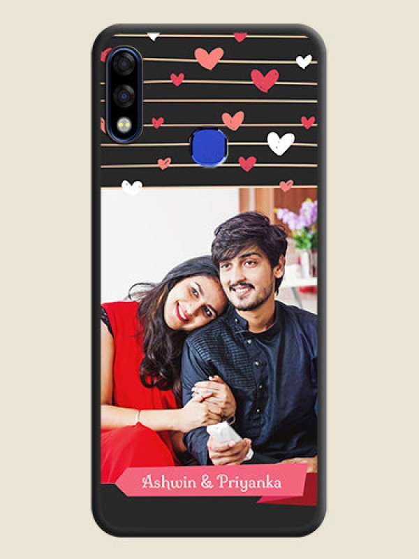 Custom Love Pattern with Name on Pink Ribbon  on Photo on Space Black Soft Matte Back Cover - Infinix Hot 7 Pro