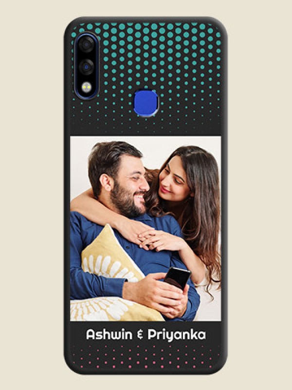 Custom Faded Dots with Grunge Photo Frame and Text on Space Black Custom Soft Matte Phone Cases - Infinix Hot 7 Pro