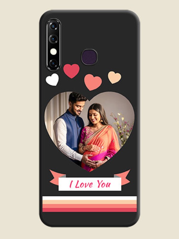 Custom Love Shaped Photo with Colorful Stripes on Personalised Space Black Soft Matte Cases - Infinix Hot 8