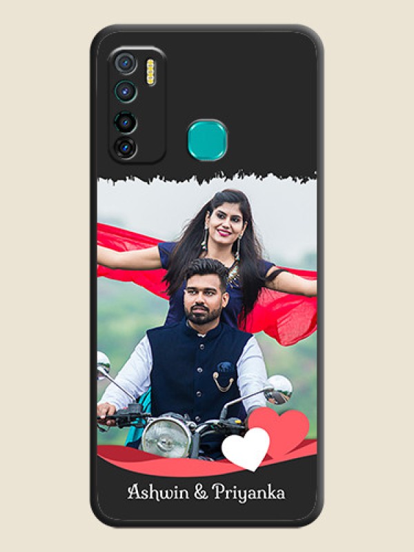 Custom Pin Color Love Shaped Ribbon Design with Text on Space Black Custom Soft Matte Phone Back Cover - Infinix Hot 9 Pro