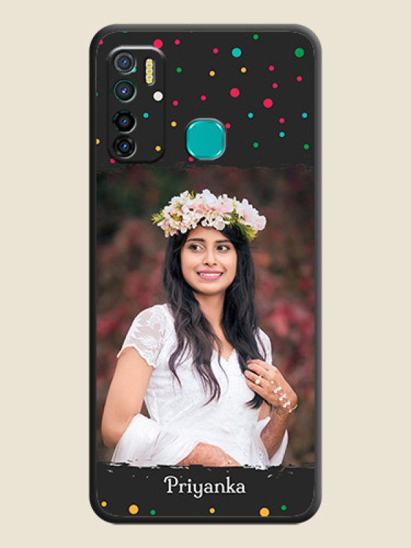Custom Multicolor Dotted Pattern with Text on Space Black Custom Soft Matte Phone Back Cover - Infinix Hot 9 Pro