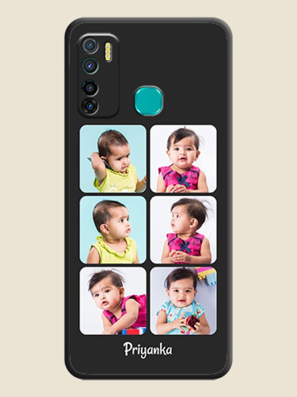 Custom Floral Art with 6 Image Holder on Photo on Space Black Soft Matte Mobile Case - Infinix Hot 9 Pro