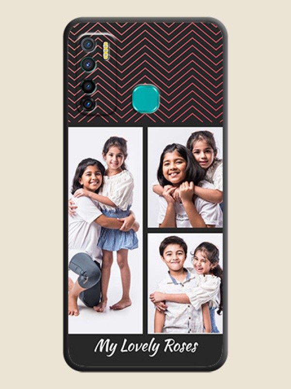 Custom Wave Pattern with 3 Image Holder on Space Black Custom Soft Matte Back Cover - Infinix Hot 9 Pro