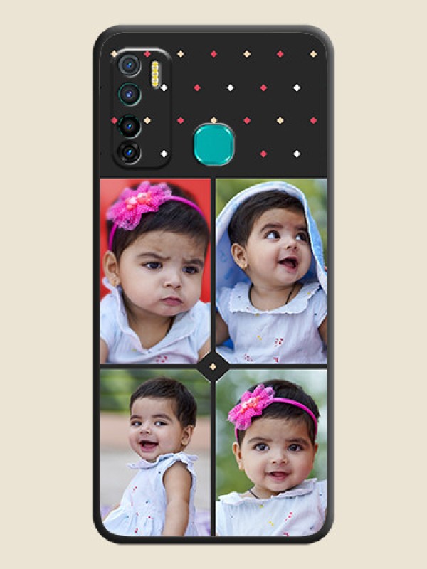 Custom Multicolor Dotted Pattern with 4 Image Holder on Space Black Custom Soft Matte Phone Cases - Infinix Hot 9 Pro