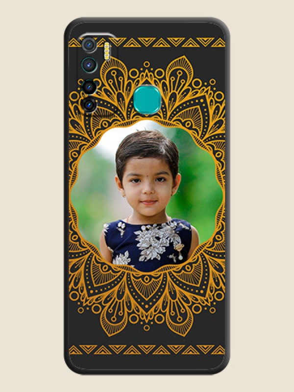 Custom Round Image with Floral Design on Photo on Space Black Soft Matte Mobile Cover - Infinix Hot 9 Pro