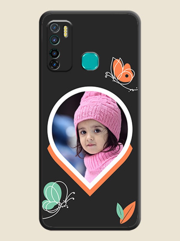 Custom Upload Pic With Simple Butterly Design On Space Black Personalized Soft Matte Phone Covers -Infinix Hot 9 Pro