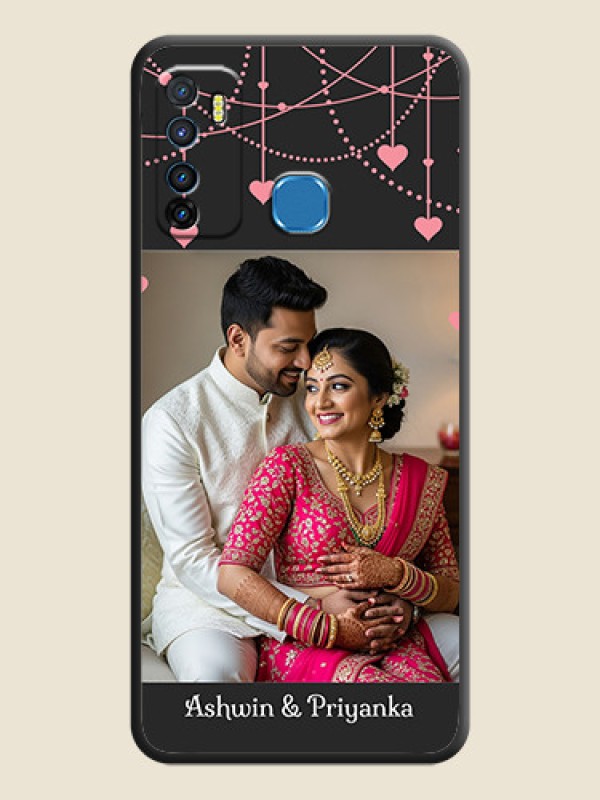 Custom Pink Love Hangings with Text on Space Black Custom Soft Matte Back Cover - Infinix Hot 9