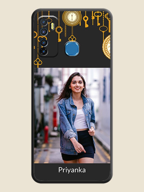 Custom Decorative Design with Text on Space Black Custom Soft Matte Back Cover - Infinix Hot 9