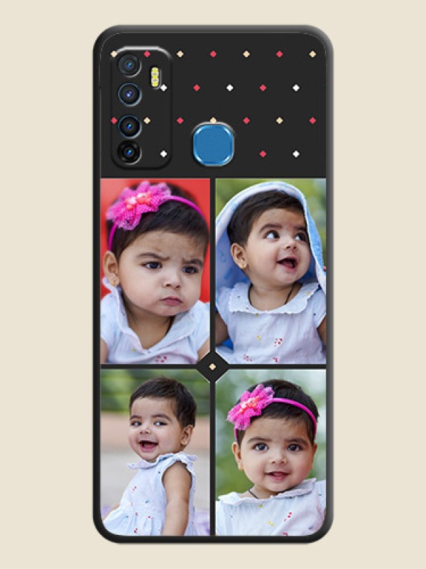 Custom Multicolor Dotted Pattern with 4 Image Holder on Space Black Custom Soft Matte Phone Cases - Infinix Hot 9