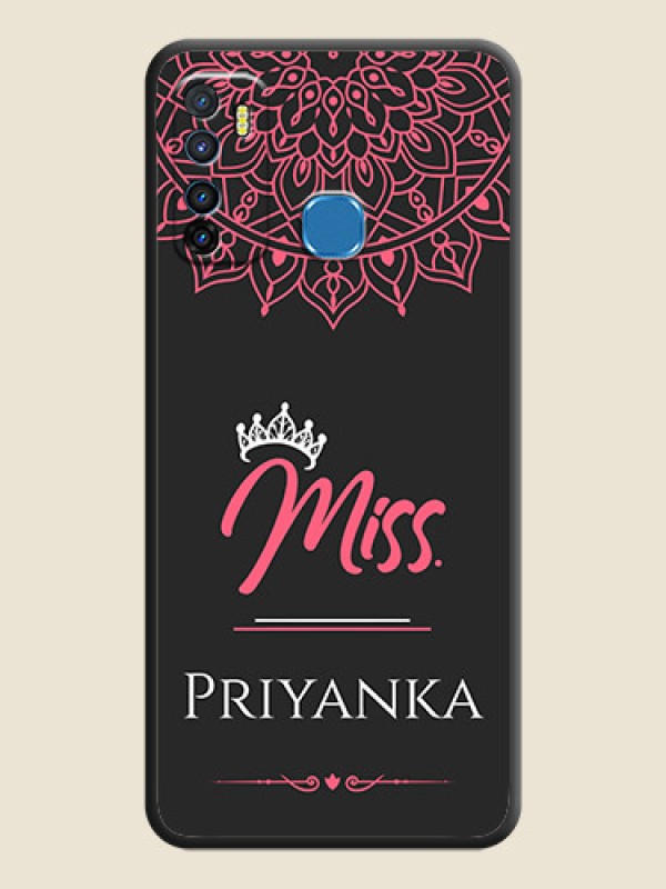 Custom Mrs Name with Floral Design on Space Black Personalized Soft Matte Phone Covers - Infinix Hot 9