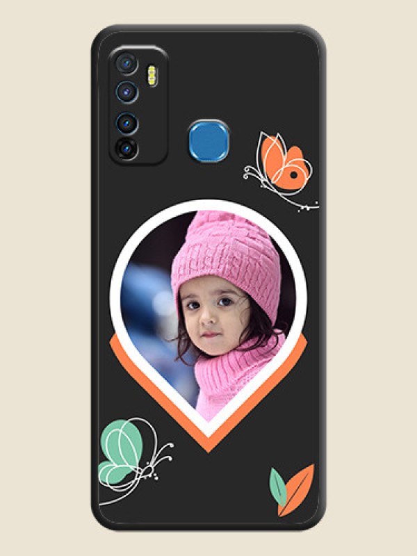Custom Upload Pic With Simple Butterly Design On Space Black Personalized Soft Matte Phone Covers -Infinix Hot 9