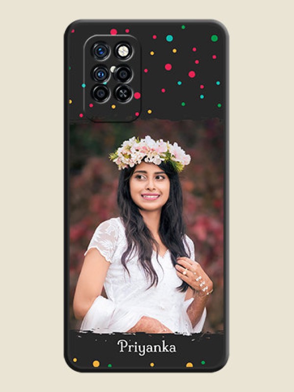 Custom Multicolor Dotted Pattern with Text on Space Black Custom Soft Matte Phone Back Cover - Infinix Note 10 Pro