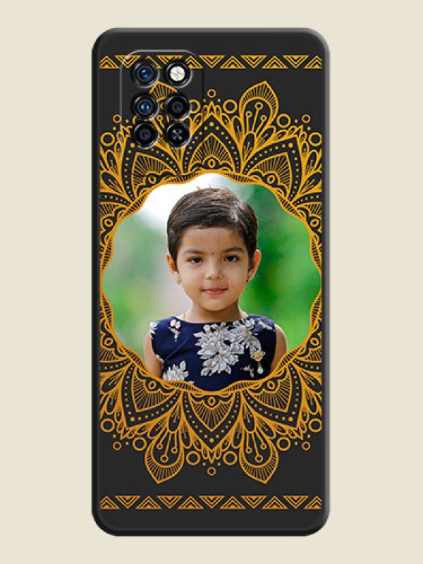 Custom Round Image with Floral Design on Photo on Space Black Soft Matte Mobile Cover - Infinix Note 10 Pro