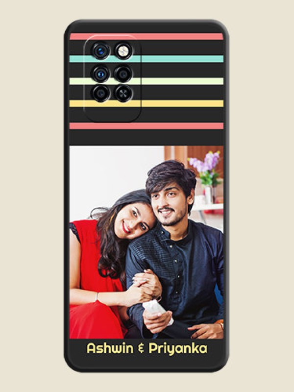 Custom Color Stripes with Photo and Text on Photo on Space Black Soft Matte Mobile Case - Infinix Note 10 Pro