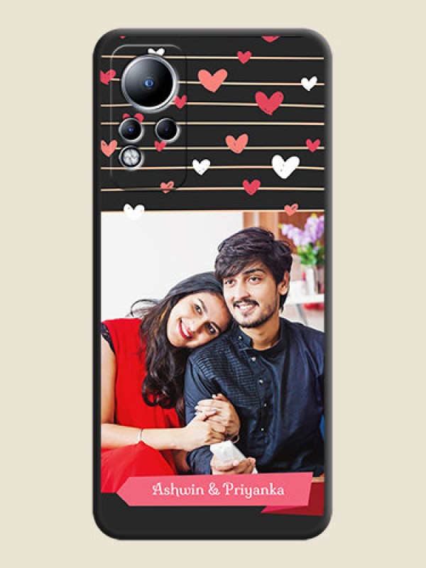 Custom Love Pattern with Name on Pink Ribbon on Photo on Space Black Soft Matte Back Cover - Infinix Note 11
