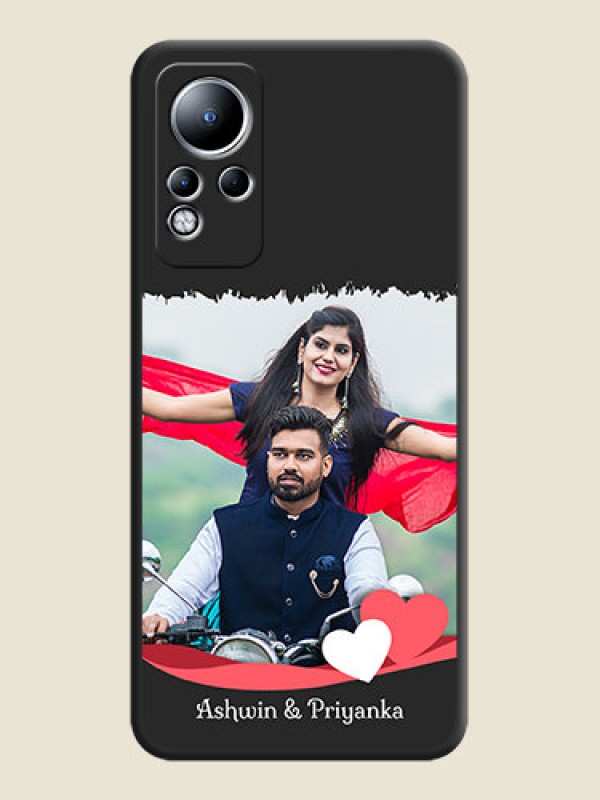 Custom Pin Color Love Shaped Ribbon Design with Text on Space Black Custom Soft Matte Phone Back Cover - Infinix Note 11