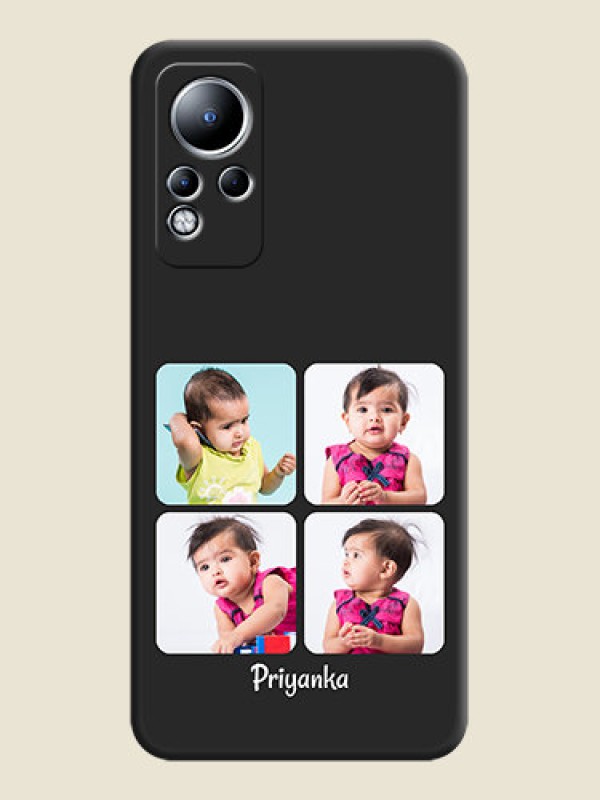 Custom Floral Art with 6 Image Holder on Photo on Space Black Soft Matte Mobile Case - Infinix Note 11