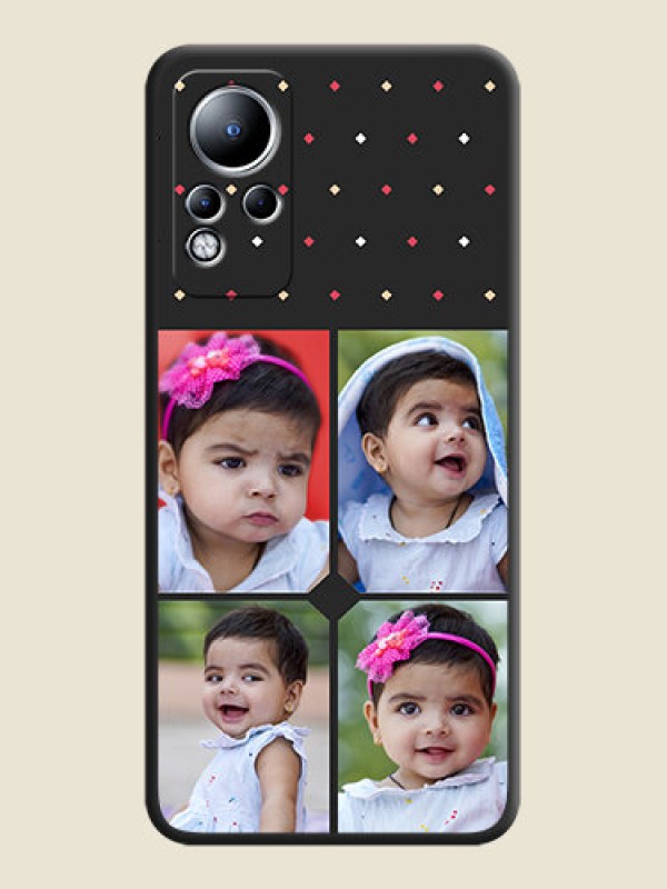 Custom Multicolor Dotted Pattern with 4 Image Holder on Space Black Custom Soft Matte Phone Cases - Infinix Note 11