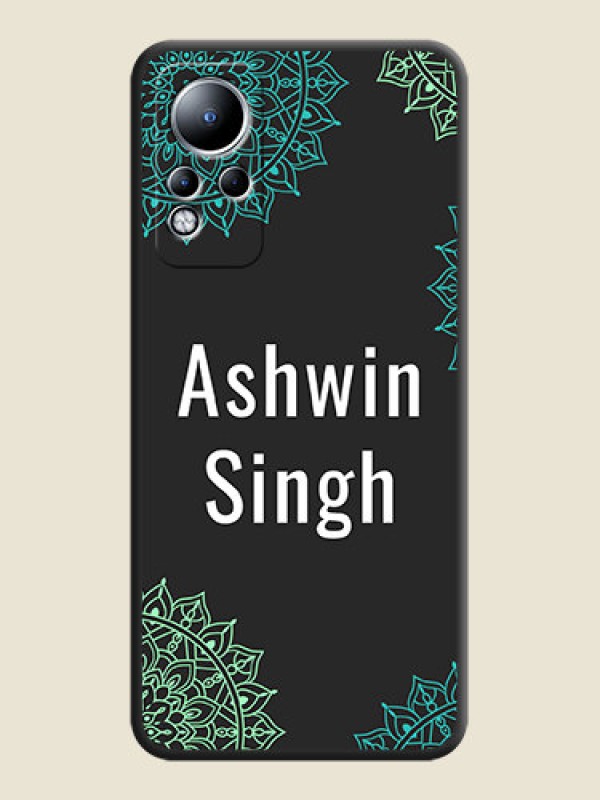 Custom Your Name with Floral Design on Space Black Custom Soft Matte Back Cover - Infinix Note 11