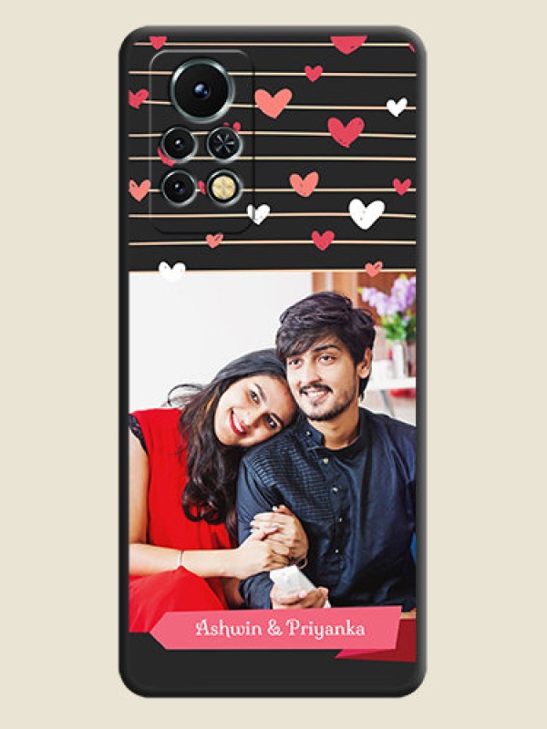 Custom Love Pattern with Name on Pink Ribbon on Photo on Space Black Soft Matte Back Cover - Infinix Note 11s