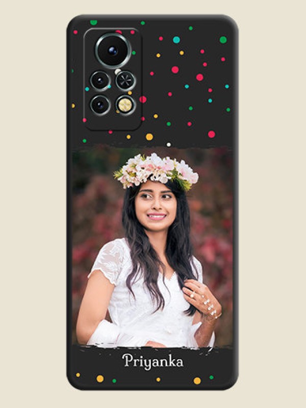 Custom Multicolor Dotted Pattern with Text on Space Black Custom Soft Matte Phone Back Cover - Infinix Note 11s