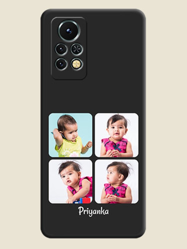 Custom Floral Art with 6 Image Holder on Photo on Space Black Soft Matte Mobile Case - Infinix Note 11s