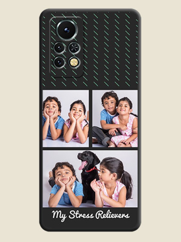 Custom Cross Dotted Pattern with 2 Image Holder on Personalised Space Black Soft Matte Cases - Infinix Note 11s