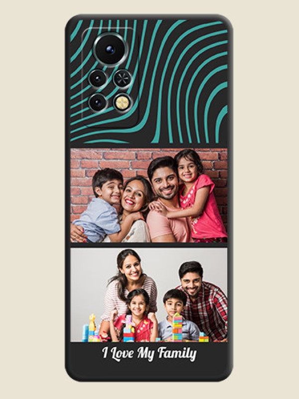Custom Wave Pattern with 2 Image Holder on Space Black Personalized Soft Matte Phone Covers - Infinix Note 11s