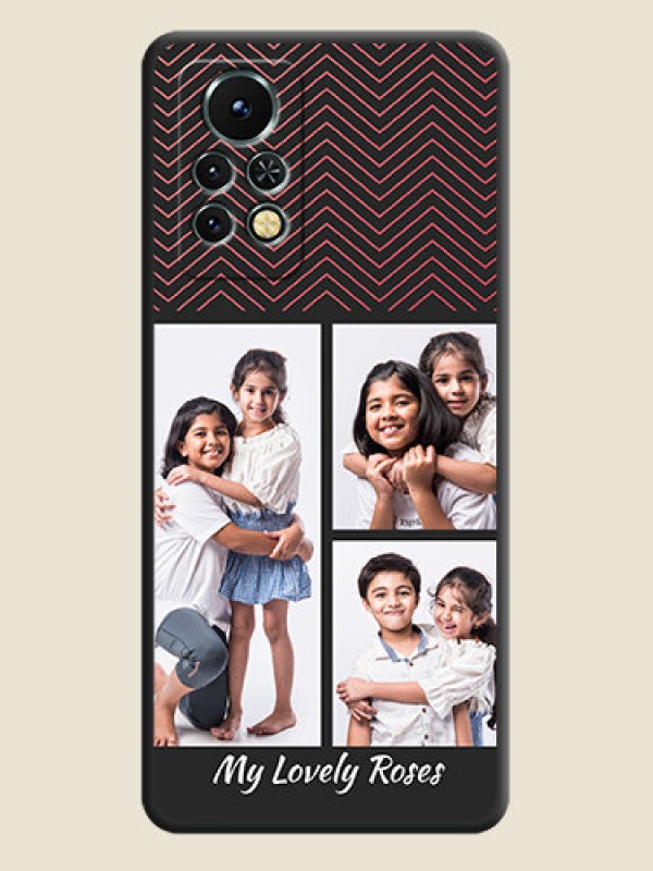 Custom Wave Pattern with 3 Image Holder on Space Black Custom Soft Matte Back Cover - Infinix Note 11s
