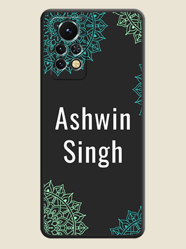 Custom Your Name with Floral Design on Space Black Custom Soft Matte Back Cover - Infinix Note 11s