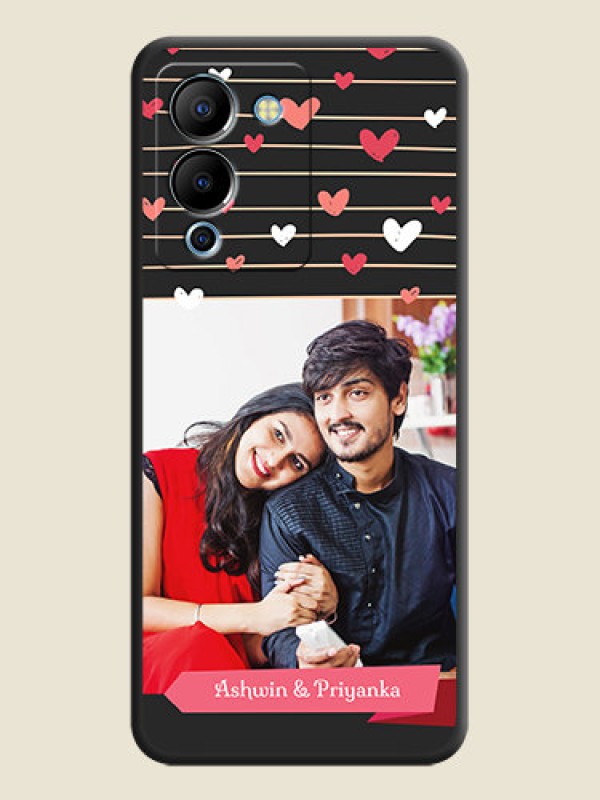 Custom Love Pattern with Name on Pink Ribbon  on Photo on Space Black Soft Matte Back Cover - Infinix Note 12 Turbo