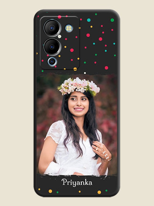 Custom Multicolor Dotted Pattern with Text on Space Black Custom Soft Matte Phone Back Cover - Infinix Note 12 Turbo