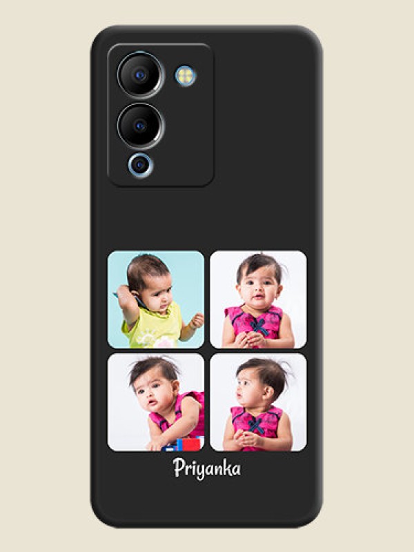 Custom Floral Art with 6 Image Holder on Photo on Space Black Soft Matte Mobile Case - Infinix Note 12 Turbo
