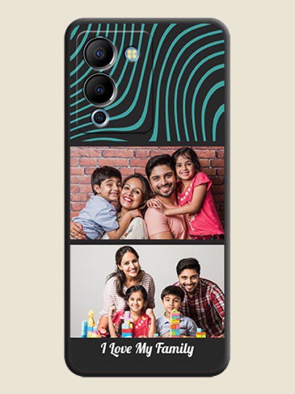 Custom Wave Pattern with 2 Image Holder on Space Black Personalized Soft Matte Phone Covers - Infinix Note 12 Turbo