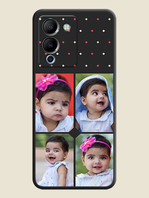 Custom Multicolor Dotted Pattern with 4 Image Holder on Space Black Custom Soft Matte Phone Cases - Infinix Note 12 Turbo