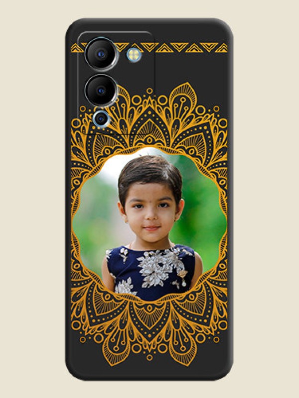 Custom Round Image with Floral Design on Photo on Space Black Soft Matte Mobile Cover - Infinix Note 12 Turbo