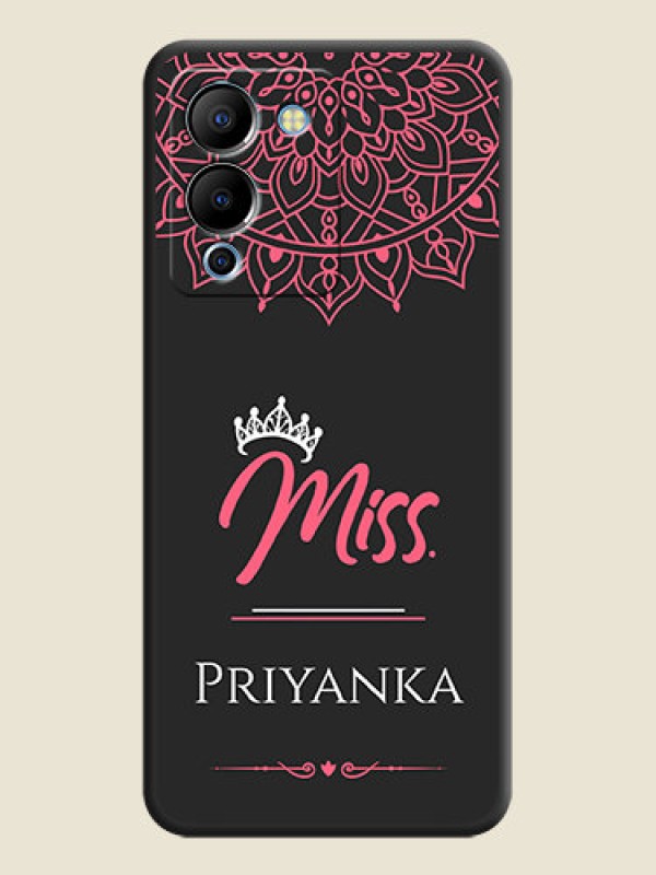 Custom Mrs Name with Floral Design on Space Black Personalized Soft Matte Phone Covers - Infinix Note 12 Turbo