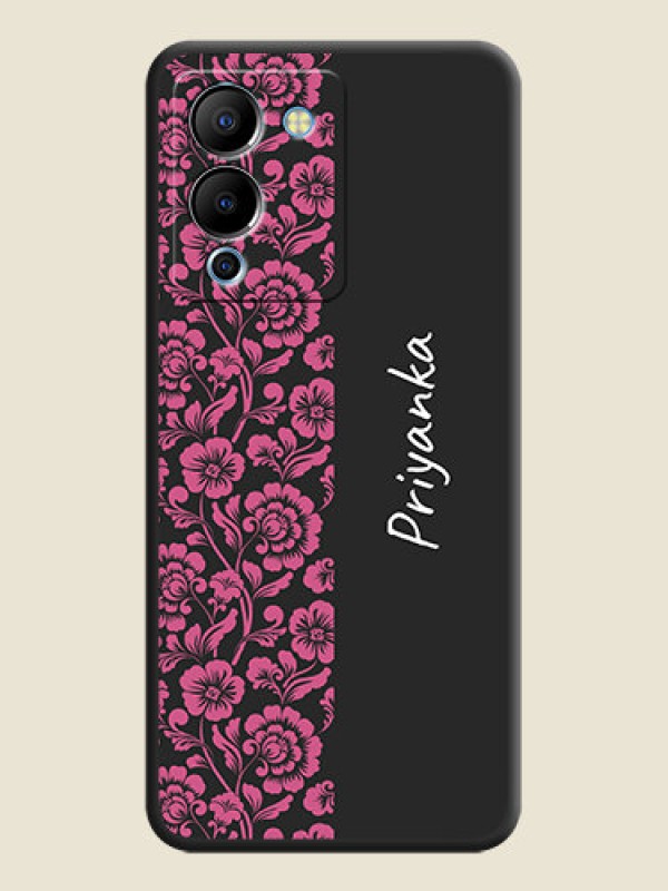 Custom Pink Floral Pattern Design With Custom Text On Space Black Personalized Soft Matte Phone Covers -Infinix Note 12 Turbo