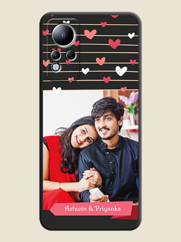 Custom Love Pattern with Name on Pink Ribbon  on Photo on Space Black Soft Matte Back Cover - Infinix Note 12
