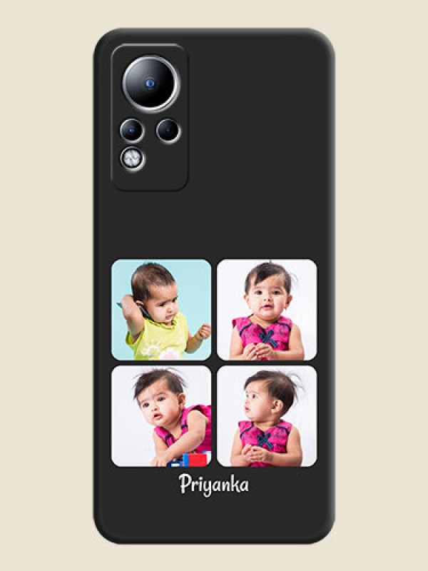 Custom Floral Art with 6 Image Holder on Photo on Space Black Soft Matte Mobile Case - Infinix Note 12