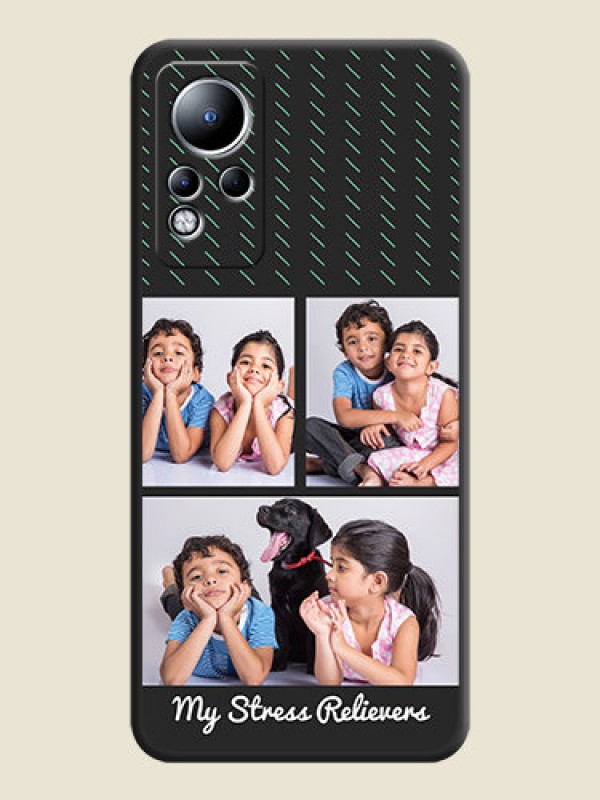 Custom Cross Dotted Pattern with 2 Image Holder  on Personalised Space Black Soft Matte Cases - Infinix Note 12