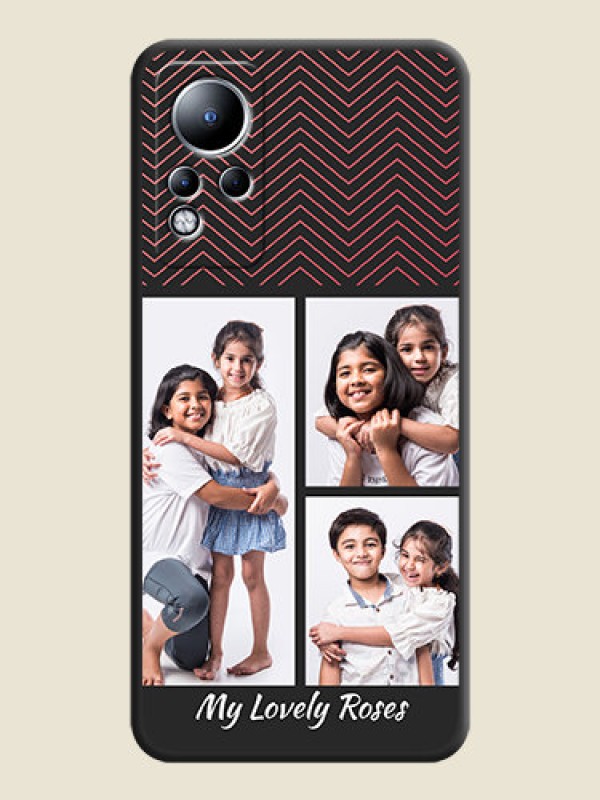 Custom Wave Pattern with 3 Image Holder on Space Black Custom Soft Matte Back Cover - Infinix Note 12