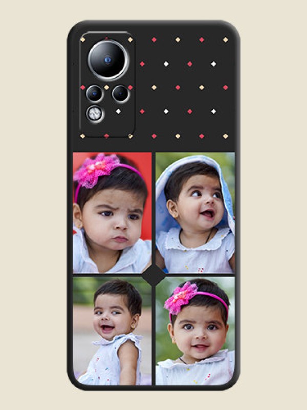 Custom Multicolor Dotted Pattern with 4 Image Holder on Space Black Custom Soft Matte Phone Cases - Infinix Note 12