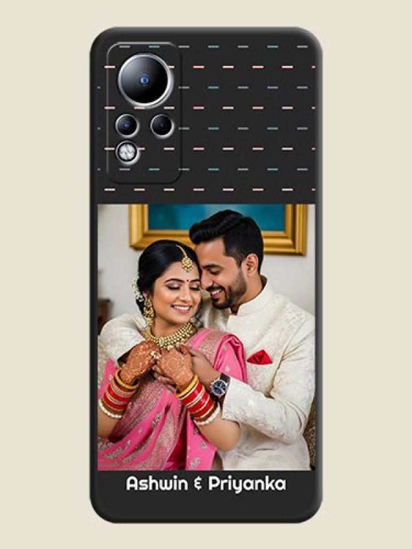 Custom Line Pattern Design with Text on Space Black Custom Soft Matte Phone Back Cover - Infinix Note 12