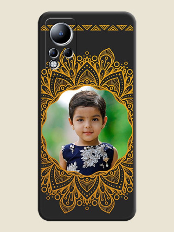 Custom Round Image with Floral Design on Photo on Space Black Soft Matte Mobile Cover - Infinix Note 12