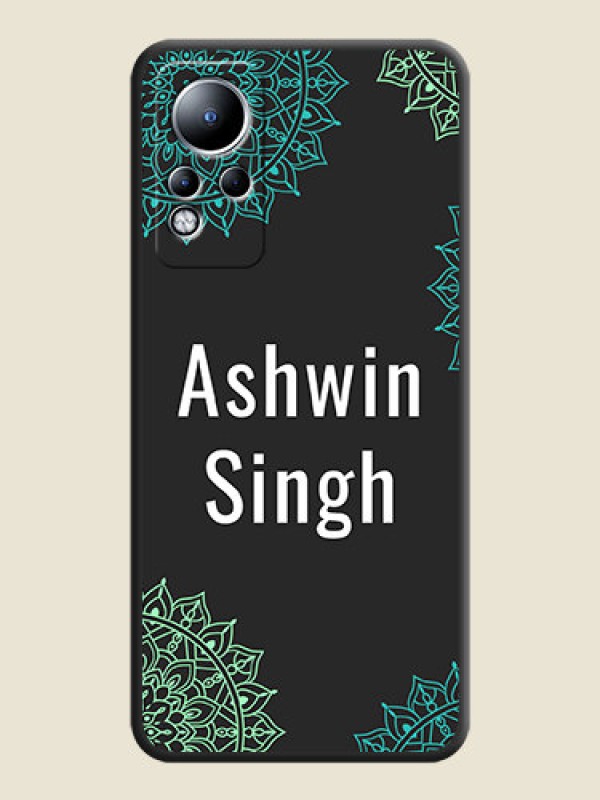 Custom Your Name with Floral Design on Space Black Custom Soft Matte Back Cover - Infinix Note 12